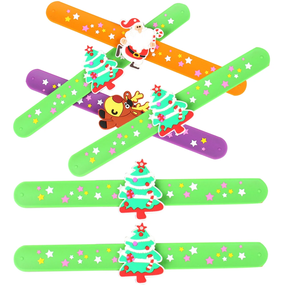 

6pcs Christmas Silicone Slap Bracelets Lovely Vivid Design Flexible Elastic Wristb s Party Favors Gifts Kids Adults