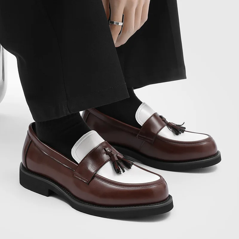 

men casual business wedding formal dress shoes slip-on driving shoe soft leather tassels loafers black brown summer footwear man