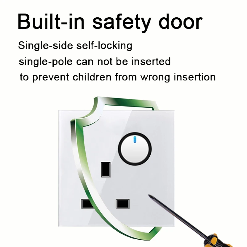 White Glass Panel Switch Button EU British Standard Round Reset Point Switch, Bedroom USB Switch Socket 1/2/3/4gangLED Indicator