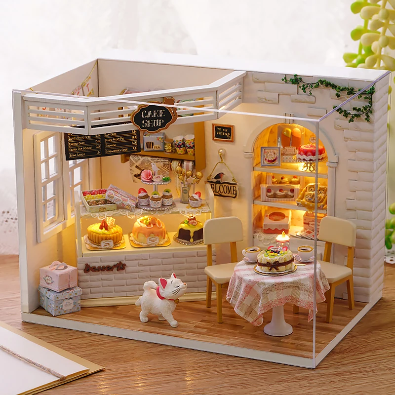 3D Puzzles Mini Wooden Doll House Model Building Toy Home Kit Creative Room Bedroom Decoration With Furniture Toys For Xmas Gift