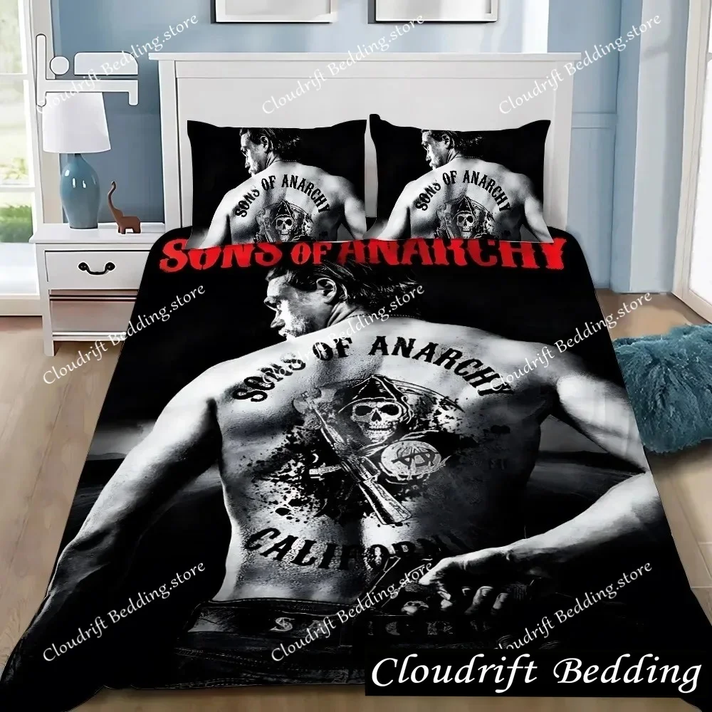 Sons of Anarchy-Retro Duvet Cover Pillowcase Anime Bedding Set Adult Girls Boys Bedroom Decoration Gift Single Double King Size