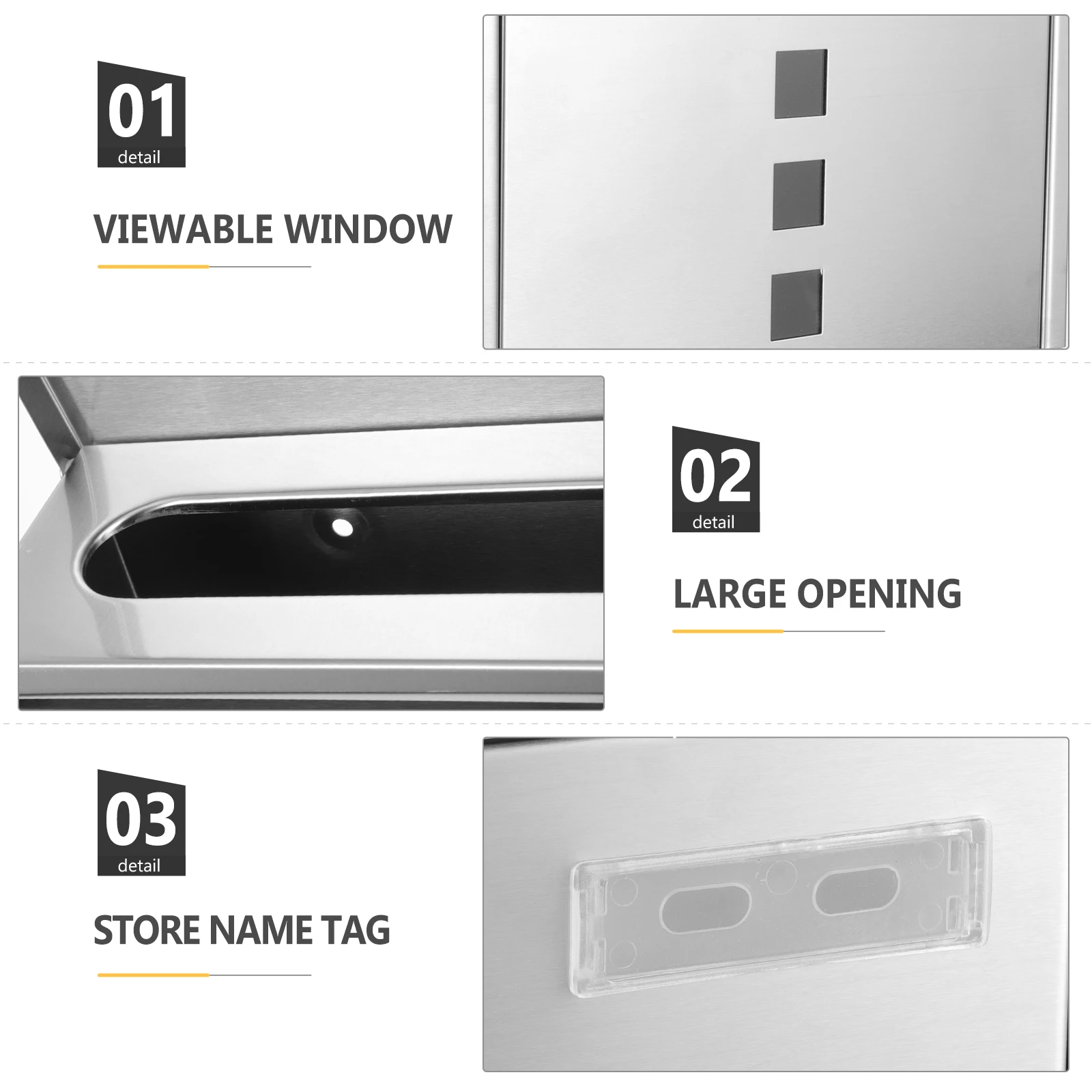 

Stainless Steel Mailbox Wall Mount Lockable Mailbox for Home Outside Large Capacity Modern Suggestion Box Outdoor Use