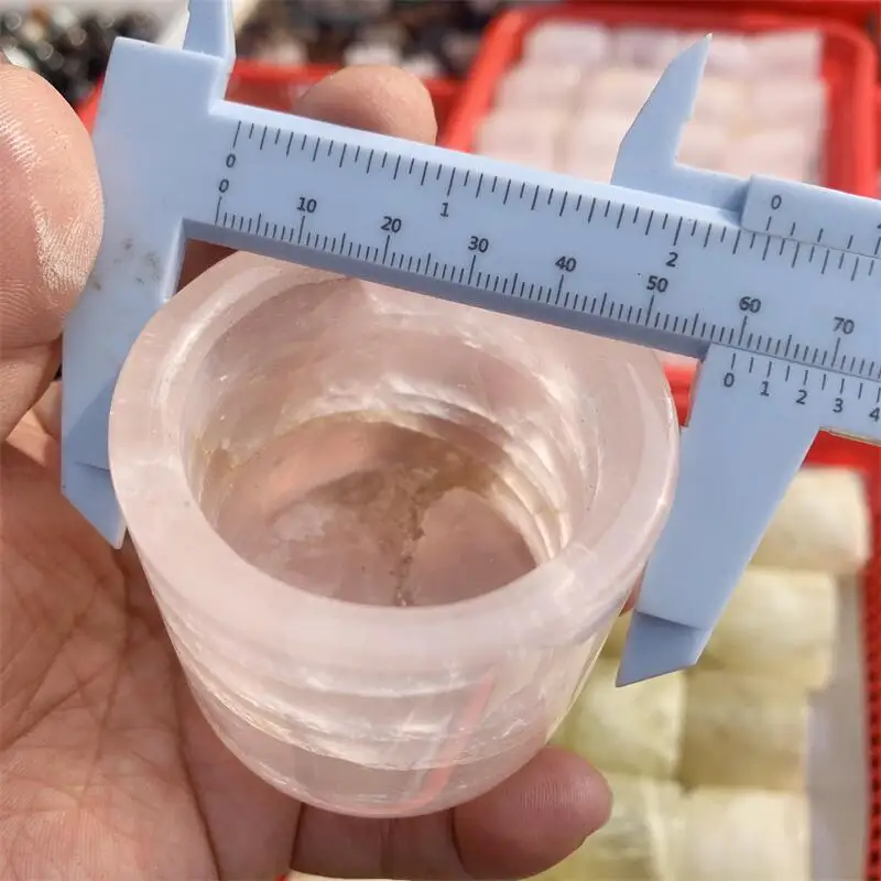 Natural Rose Quartz Cup Carving Sculpted Reiki Healing Gemstone Crafts For Art Collection Gift 1pcs