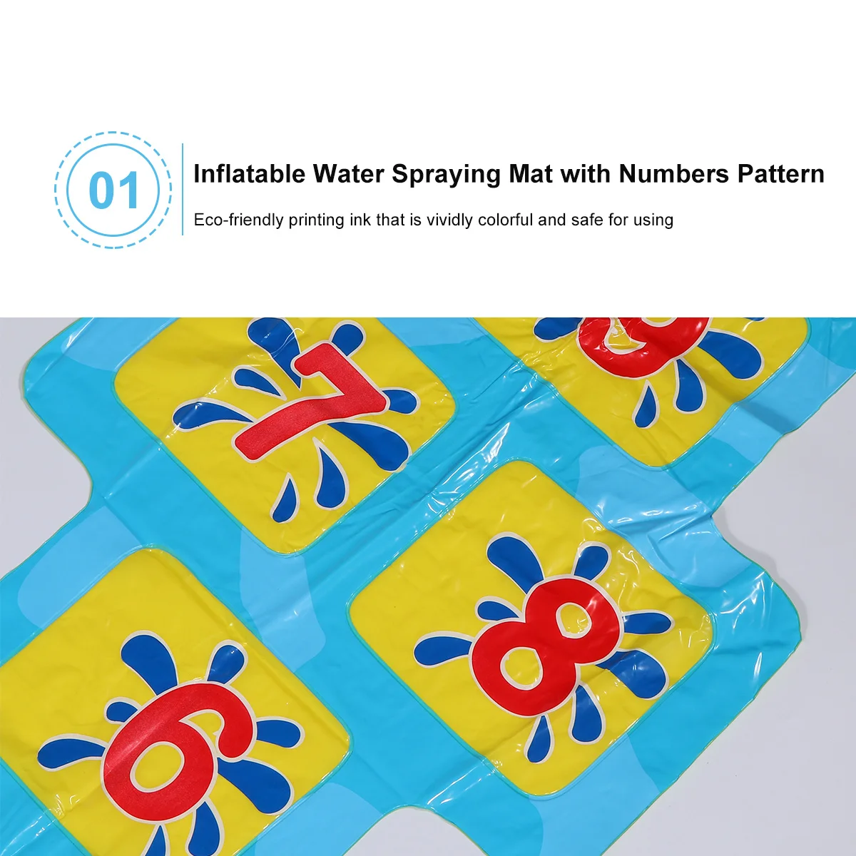 Tapis de jeu gonflable bleu à pulvérisation d'eau, 1 pièce, tapis éducatif pour enfants, piscine extérieure, plage, jeu numéro 1-9, Durable, épais, anti-fuite