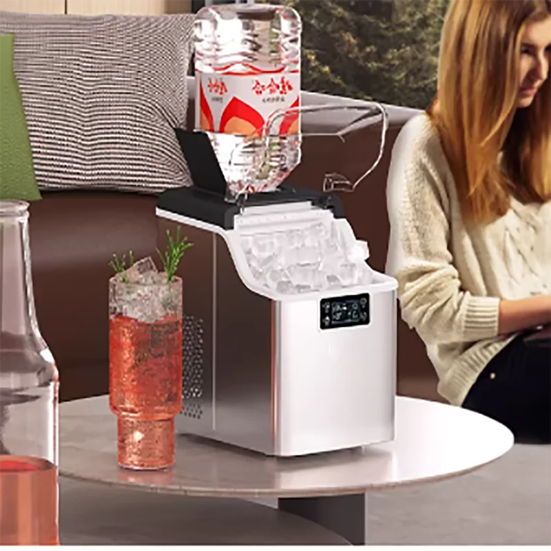 Ice Makers Countertop Self Cleaning Ice Making Machine with Chewable Ice Stainless Steel for Home Commercial Use