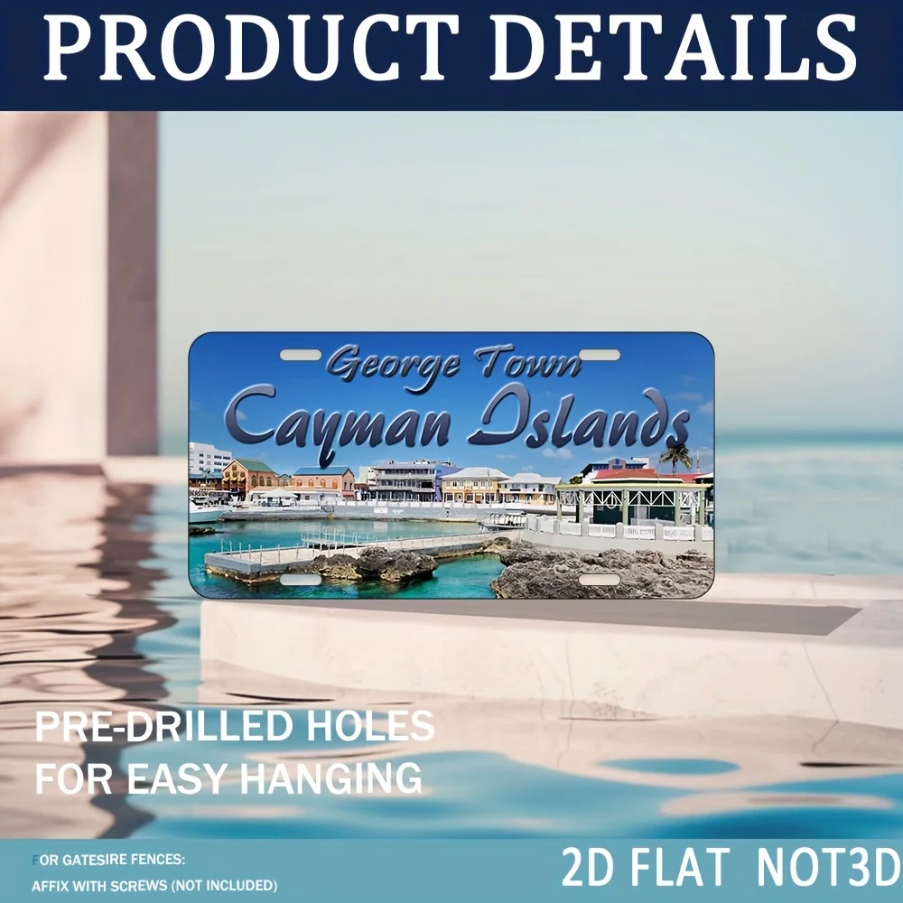2D Flat, 2D Flat 1pc Vintage Cayman Islands Themed Metal Wall Decor Sign - 30x15cm / 11.81x5.9 Inches Large Vintage Plaque with