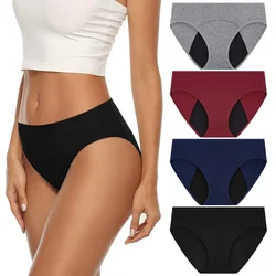 Womens High Waist 4 Packs Period Underwear Cotton Leak Proof Postpartum Panties