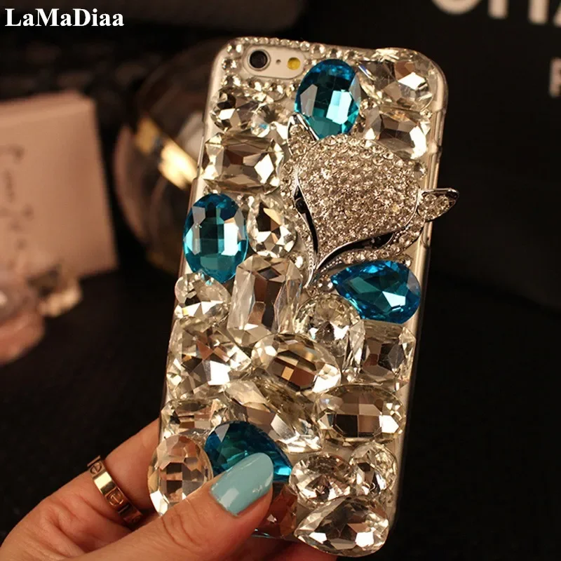 Fox Rhinestone Case Bling Cover coque for iPhone15 14 Plus 16 12 13  16Pro Max X XR XS Max 15Plus 16Plus Diamond Cases Capa