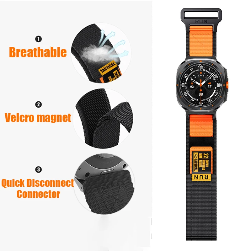 Удобный нейлоновый спортивный ремешок для Samsung Galaxy Watch Ultra 47 мм, сменный ремешок для Galaxy Ultra 47 мм, аксессуары для часов