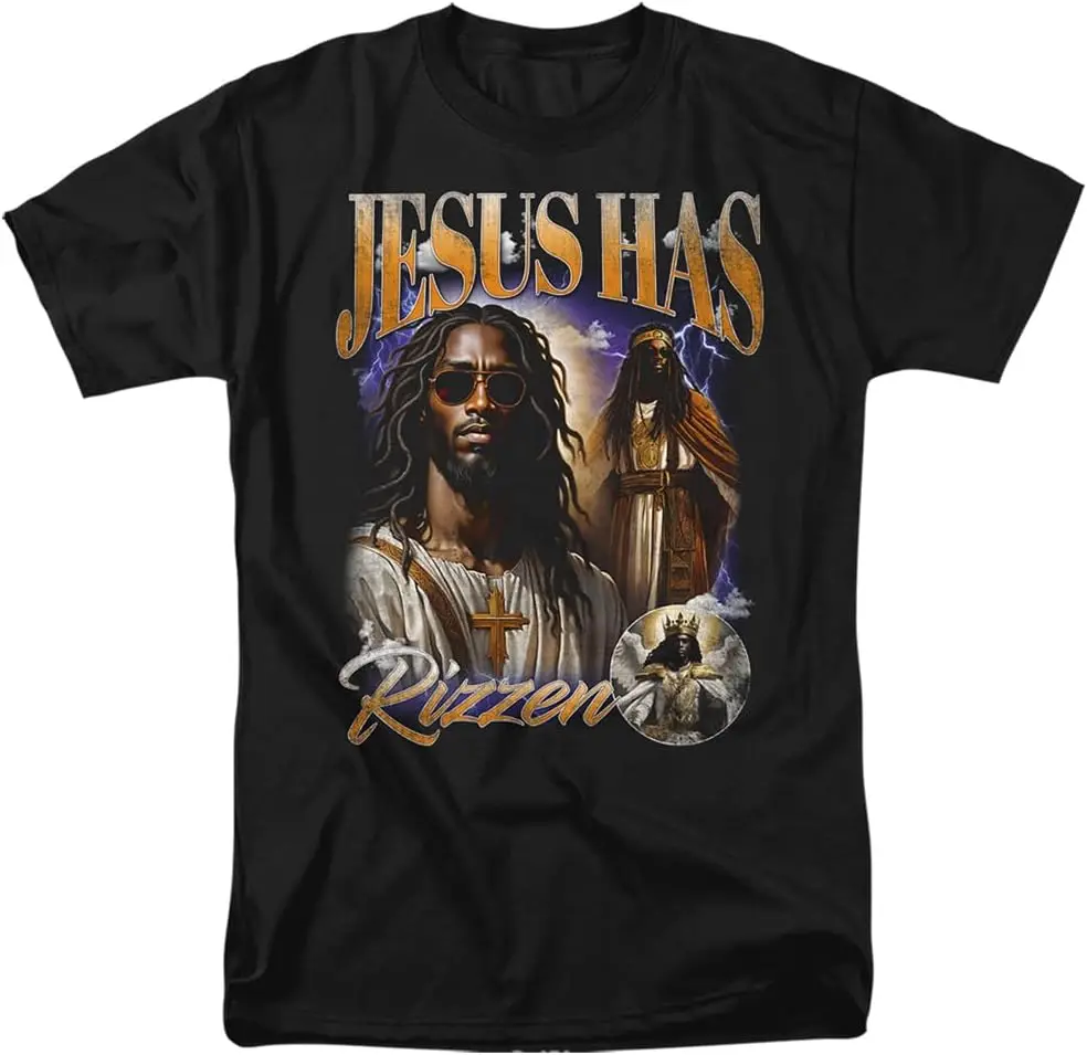 Popfunk Jesus Has Rizzen Black(Front/Back) Unisex Adult T Shirt