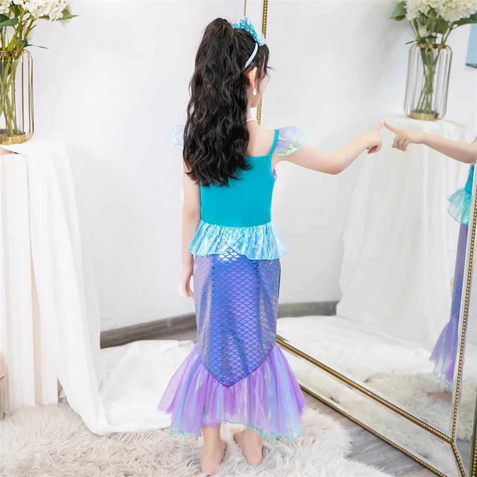 Disney Kleine Zeemeermin Jurk Meisjes Prinses Cosplay Kostuum Verjaardag Carnaval Halloween Party Kleding Kinderen Ariel Fishtail Rok