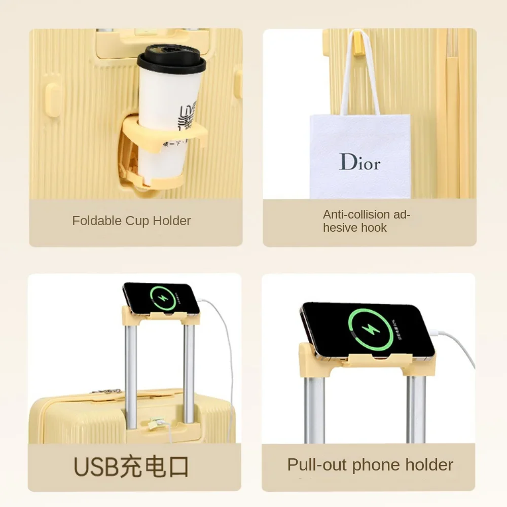 Front Opening Luggage Compartment Large Capacity 20 24 Inch Suitcase Anti Drop Travel Suitcase New Boarding Luggage Trunk