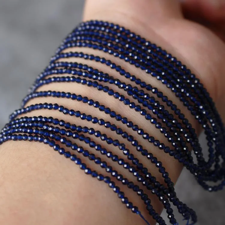 2 mm große Perlen aus natürlichem Stein, Amethyst, Tigerauge, Lapislazuli, eingelegt mit hellen Perlen, zur Schmuckherstellung, DIY-Halskette, Armband, Schmuck – Detail 7