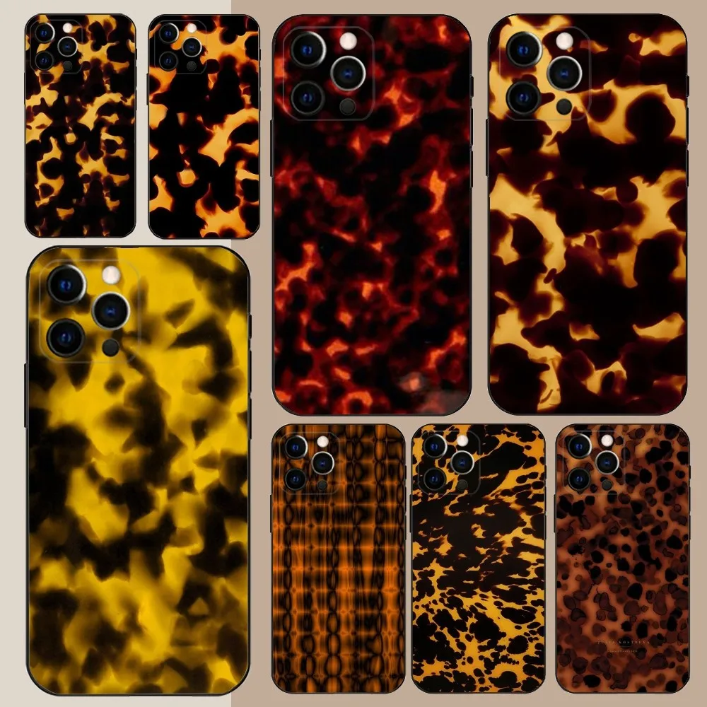 Tortoiseshell Tortoise Shell Phone Case For Apple iPhone 15,14,13,12,11,Pro,X,XS,Max,XR,Plus,Mini Soft Black Cover