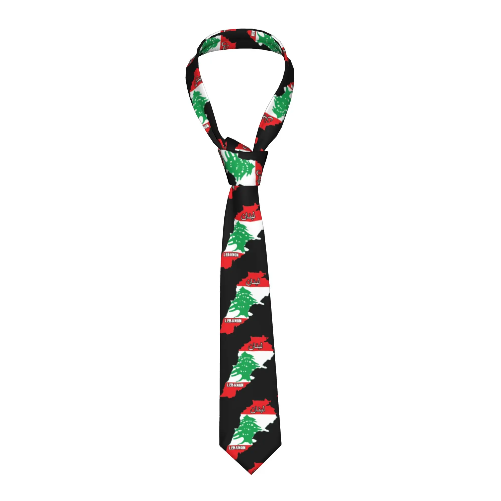 Lebanon Map And Flag Tie  Wedding Neck Ties Kawaii Funny Neck Tie For Men Custom Collar Tie Necktie Birthday Gift