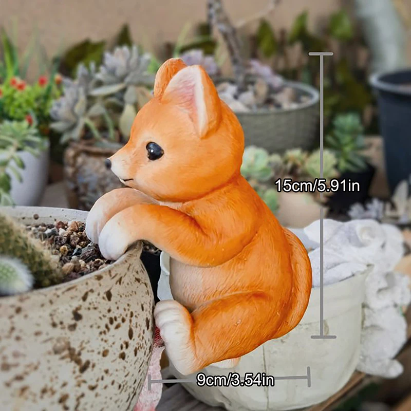 Gardening Bonsai Resin Ornaments Decor, Cartoon Animal Fish Tank Landscaping，Cat Hanging Basin Climbing Tank Flowerpot Decor
