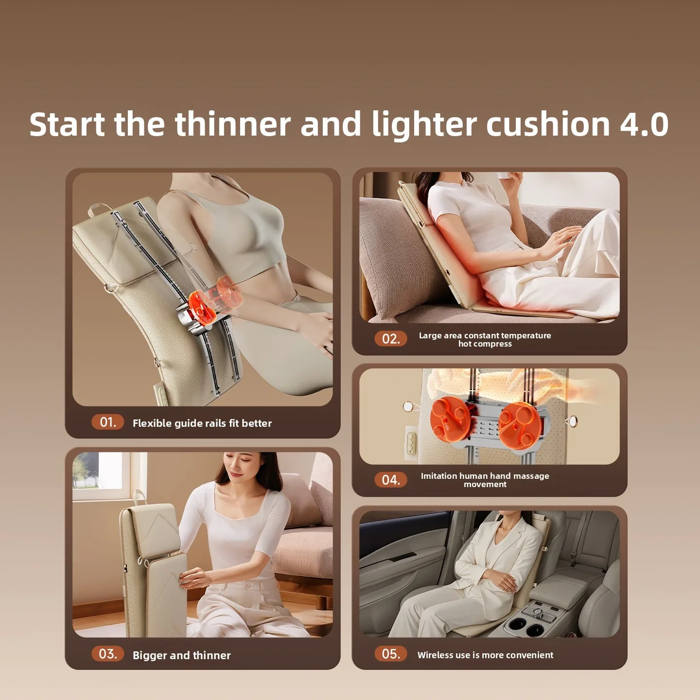 Jinkairui Fully Automatic Track Massage Mattress Rechargeable Neck/Back/Fulld Body Foldable Backrest a Beautiful Gift