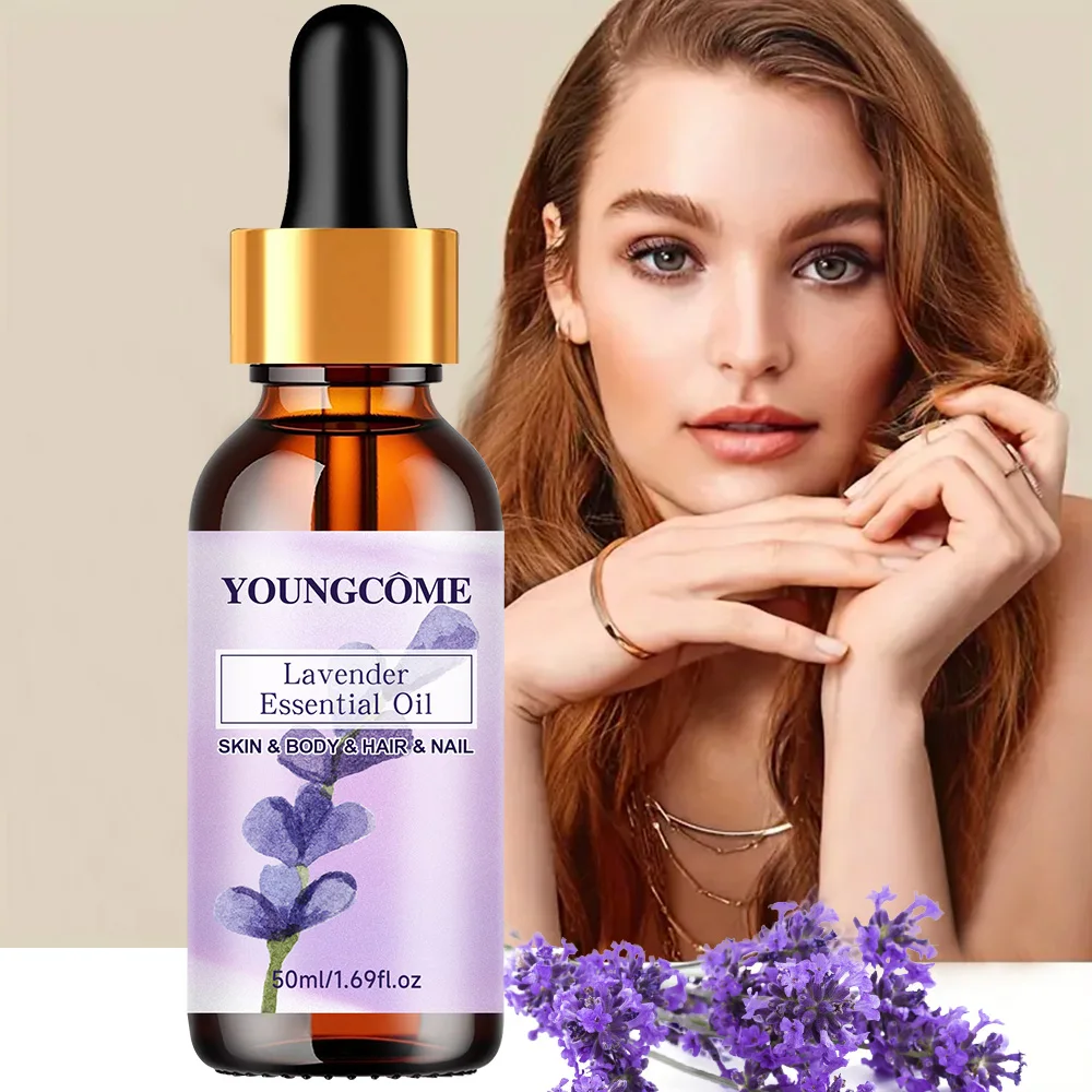 Aceite esencial de lavanda natural puro, hidratante para el cabello, adecuado para cabello, cara y cuerpo, adecuado para todo tipo de pieles