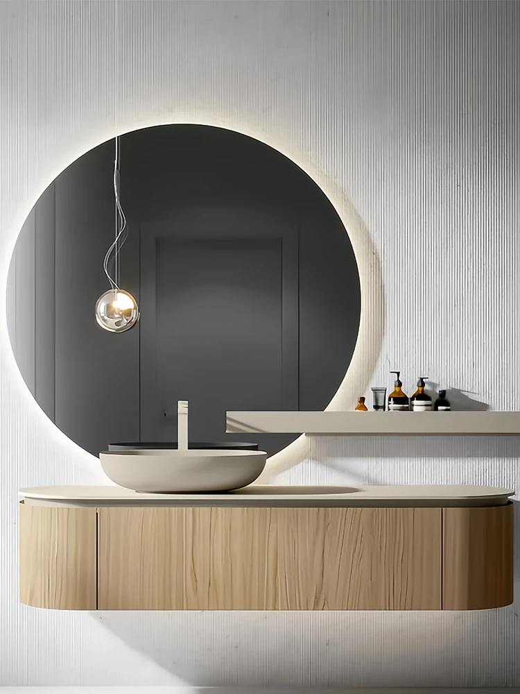 

Умывальник с тонким краем, деревянная кожаная ванная комната, ванная комната, шкаф для ванной комнаты, домашний отель, ванная комната для проживания в семье