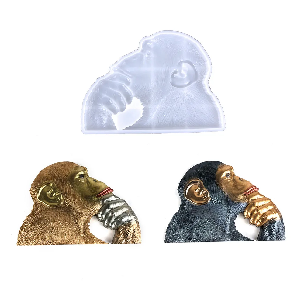 Thinking Orangutan Wall Ornament Mold Home Decor Drip Resin Mould Cake Bakeware Pottery Ceramics Molds Tools Handicraft