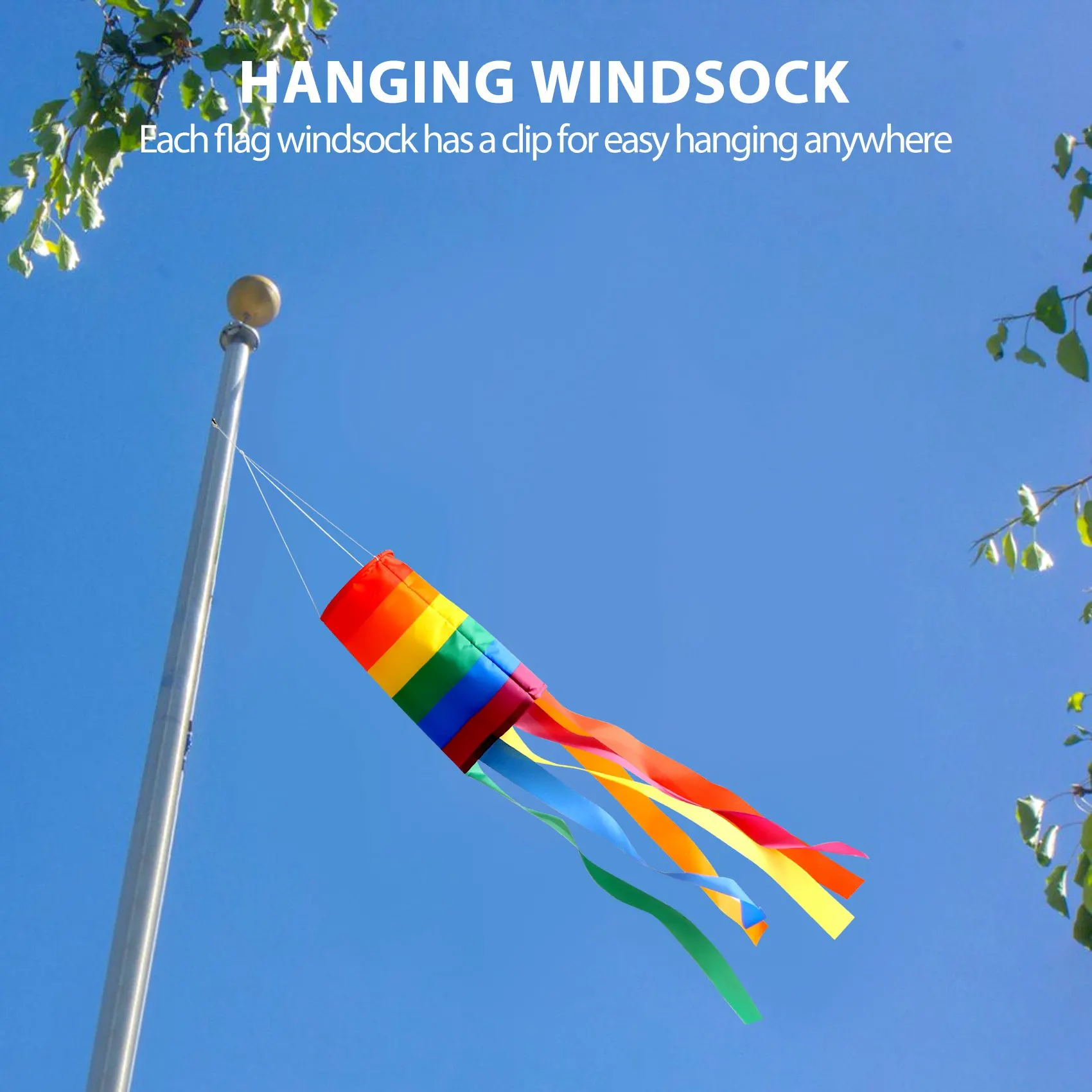 질적 2개 조각 Windsock 야외 걸이용 다채로운 매달려 장식 Windsock