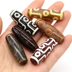 Tibet Dzi Natural Agates Bead Pendant Through Hole Vintage Natural Stone Beads for Making DIY Jewelry Necklace Earrings Gift