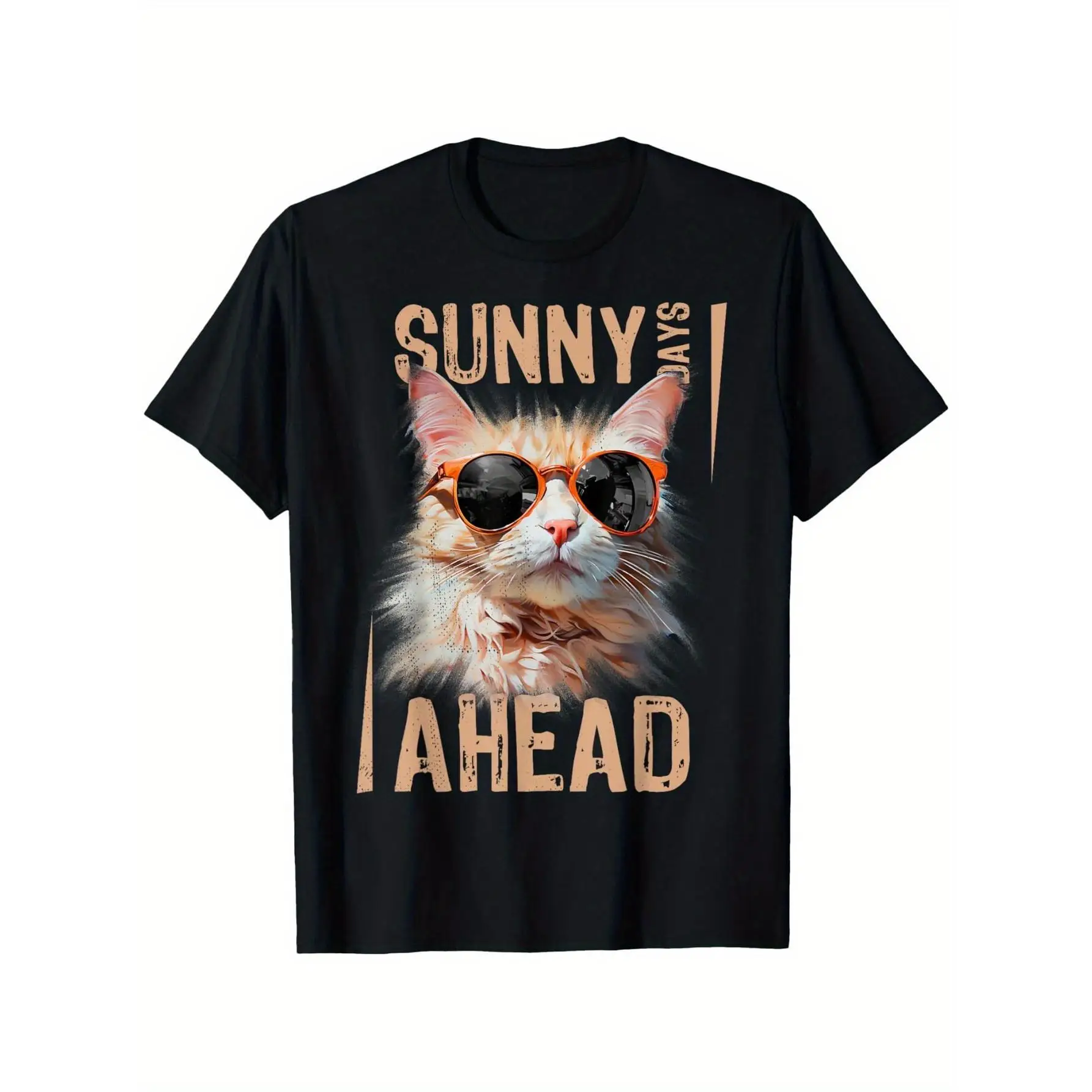 

Funny "Sunny Days Ahead" T-Shirt, Sarcastic Sunglasses Cat Graphic Tee, Men's Humorous Quote Top,Casual Streetwear, Novelty Gift