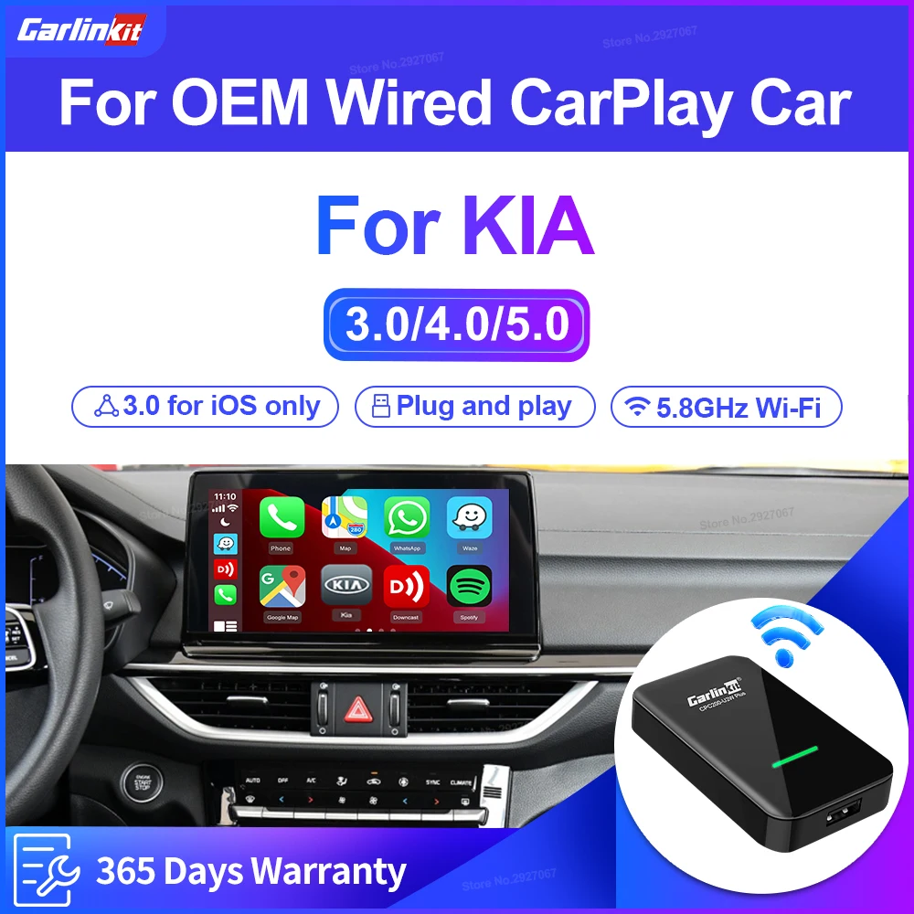 Carlinkit 5.0 4.0 3.0 Carplay Wireless Adapter Wifi Connect Apple Car Play Ai Box for Kia Stinger Sportage Sorento Optima Rio K5