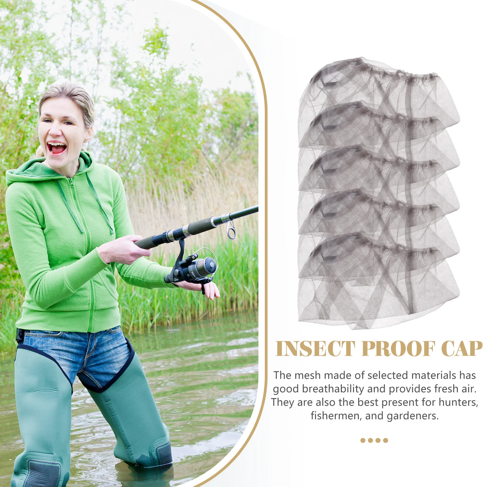 

5Pcs Outdoor Bug Net Hats Mosquito Mesh Nets Portable Head Net for Fishing Hiking Gardening Protection Portable Mosquito Netting