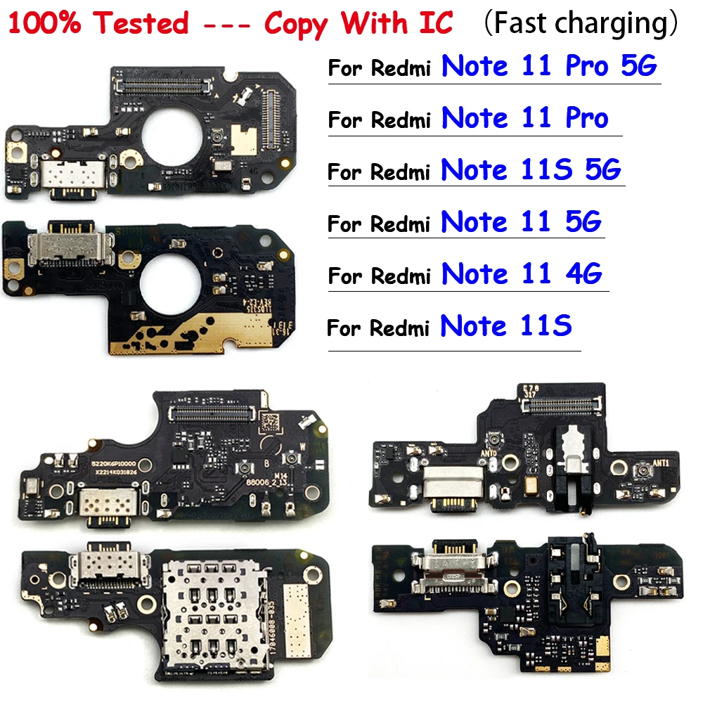 

Новинка, тестированный USB-разъем для зарядной док-станции, разъем для подключения зарядного порта, шлейф для микрофона для Xiaomi Redmi Note 11 Pro 11S 5G 4G 11E