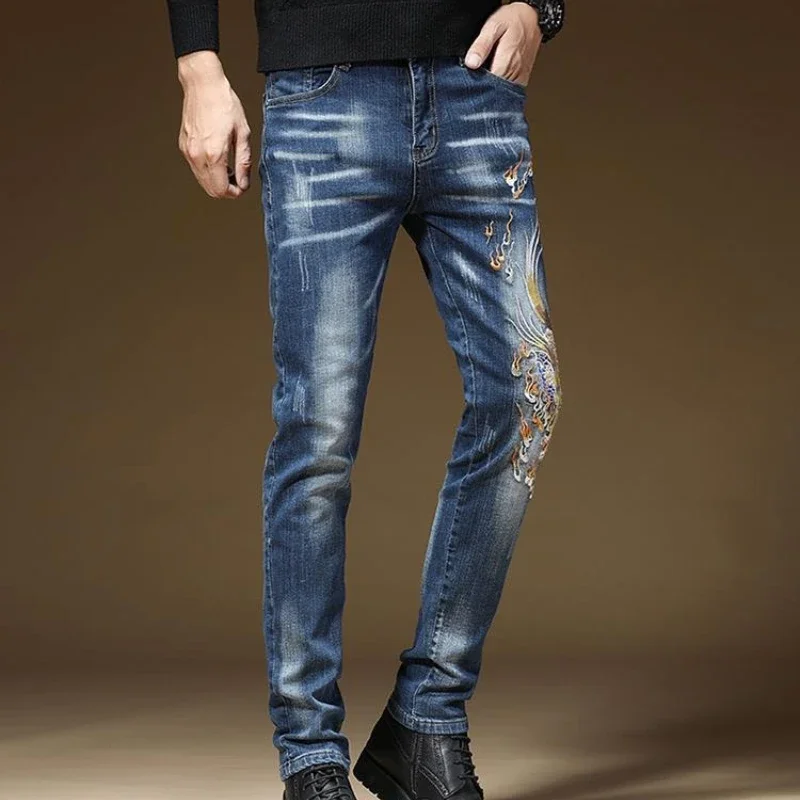 جرافيك رجل كاوبوي السراويل الأصلية Y 2k خمر ملابس الخريف الجمالية السراويل العادية مكدسة جديدة في جينز Harajuku للرجال