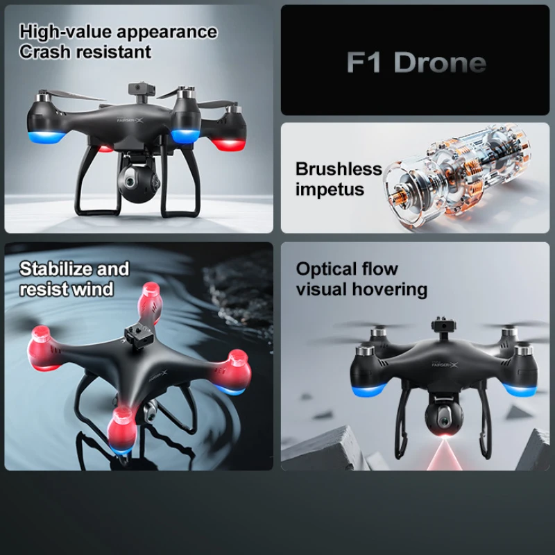 โดรนควบคุมระยะไกล 8K ESC กล้องอัจฉริยะ หลบหลีกสิ่งกีดขวาง จอใหญ่ รีโมทคอนโทรล 2.4G ระบบ Brushless Optical Flow Hover WIFI FPV