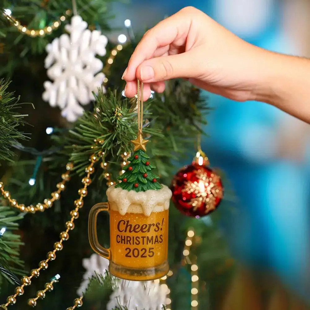 Adorno navideño festivo acrílico, taza de bebida navideña, adornos para árbol, decoración de espejo de coche, colgante caprichoso para festivo