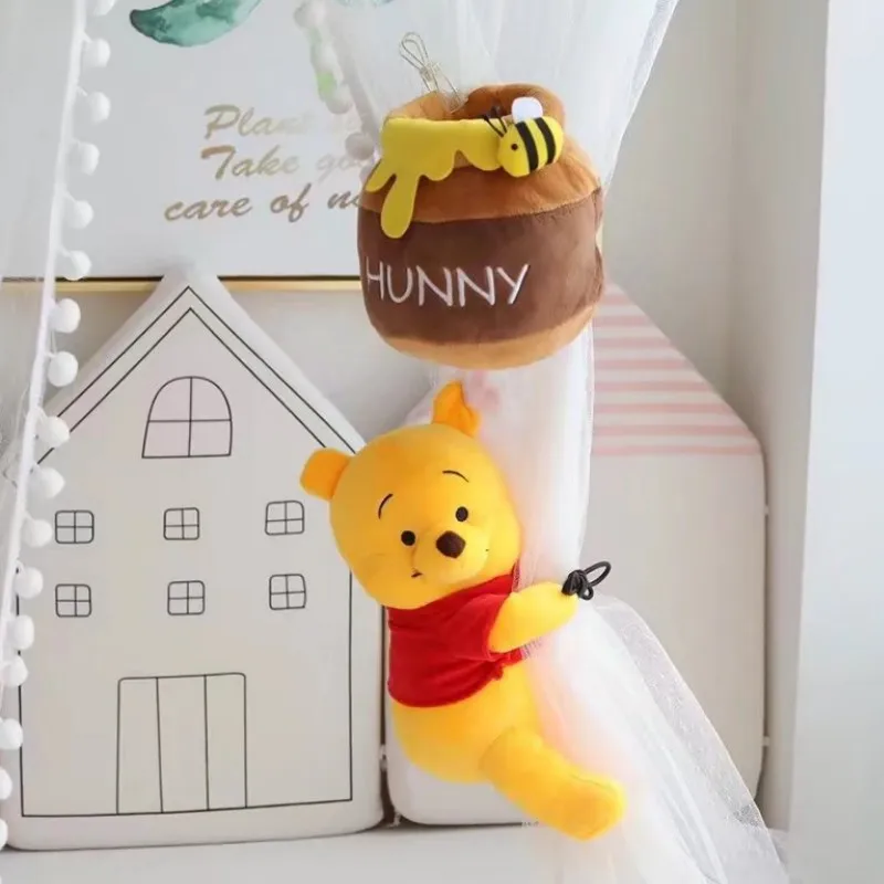 Disney Plush Curtain Buckle Cute Creative Winnie The Pooh Doll Cartoon Honey Pot Toys Room Decoration Curtain Buckle Strap Gift