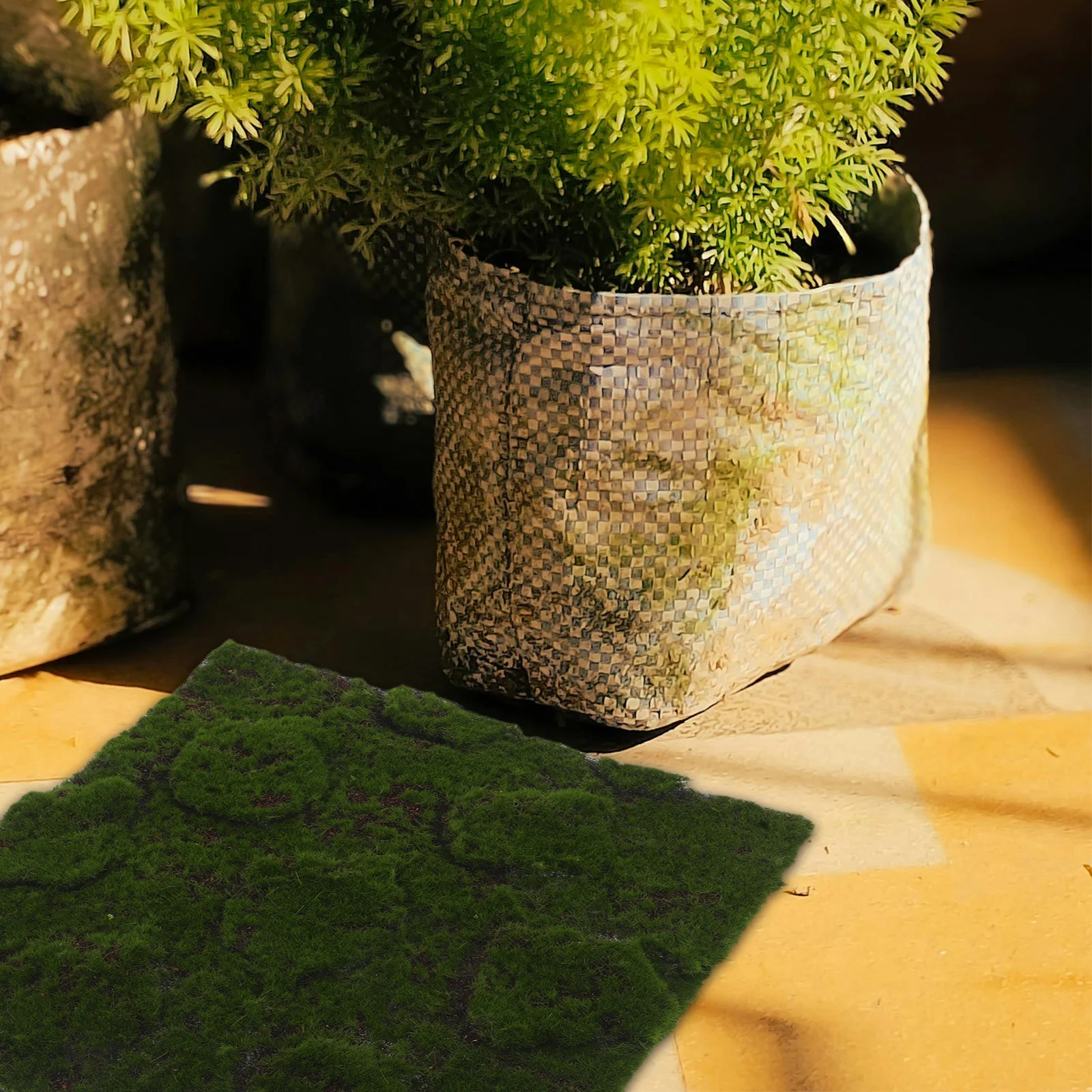 Artificial Moss Mat Carpet Simulation 12x12 Inch Fade Resistant Moss Grass Rug for Balcony Terrace Indoor Decoration Landscape