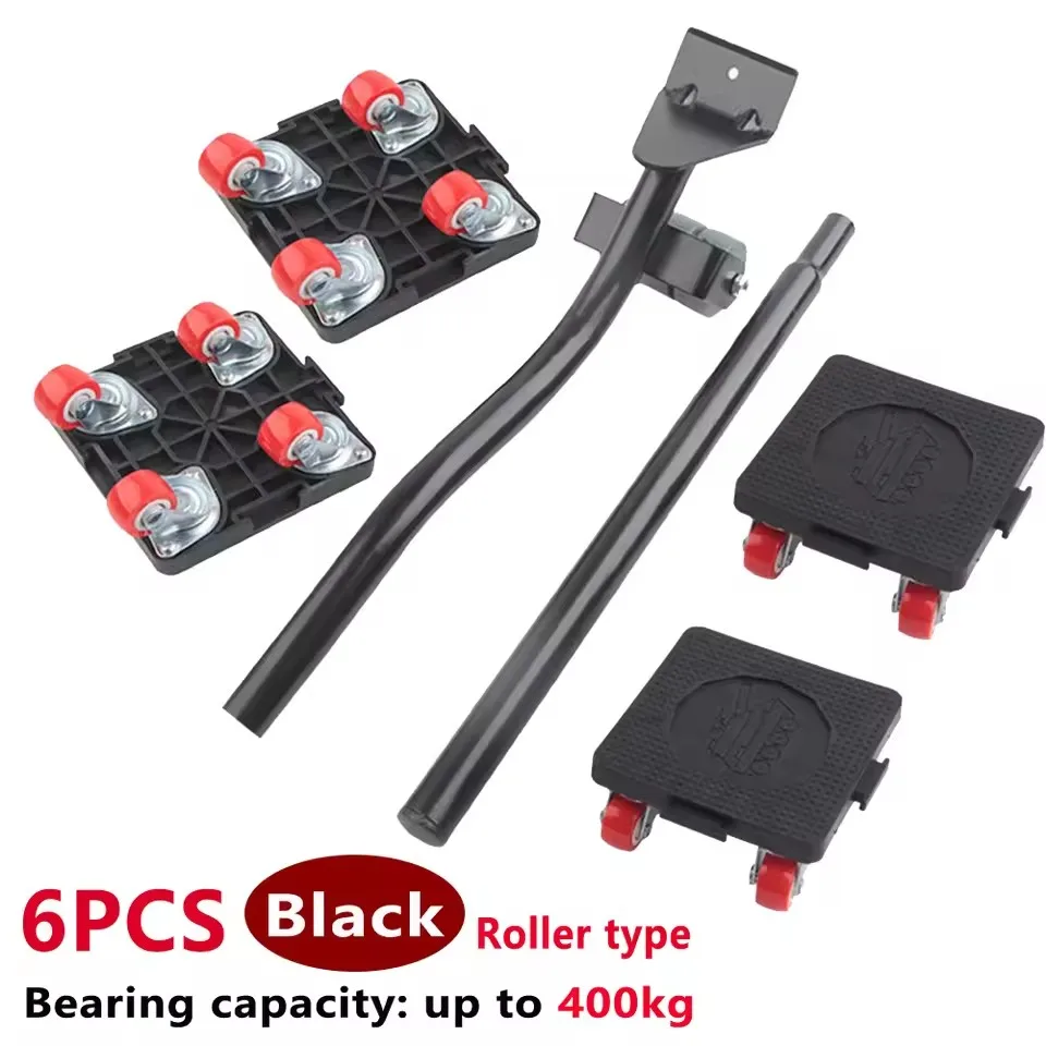 

6 Pcs/Set Furniture Mover Set Furniture Mover Tool Transport Lifter Heavy Stuffs Moving Wheel Roller Bar Hand Tools