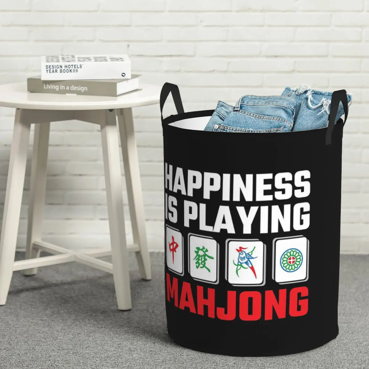 

Сборник белья «Счастье играет в маджонг», плитка, вечерние игры, корзина для белья, домашний органайзер, корзина для стирки, домашний органайзер