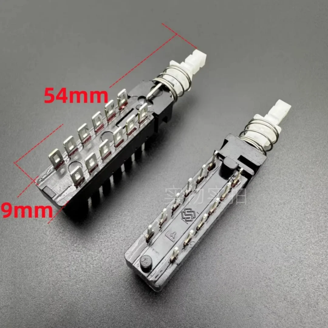 Self-locking straight key power switch 2*6 double row 12-pin with lock button piano key audio amplifier mixer button