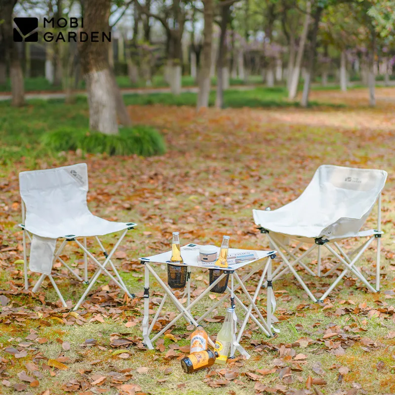 MOBI GARDEN Outdoor Folding Moon Chair Exquisite Camping Fishing Chair Portable Picnic Aluminium Alloy Barbecue Ultra Light New