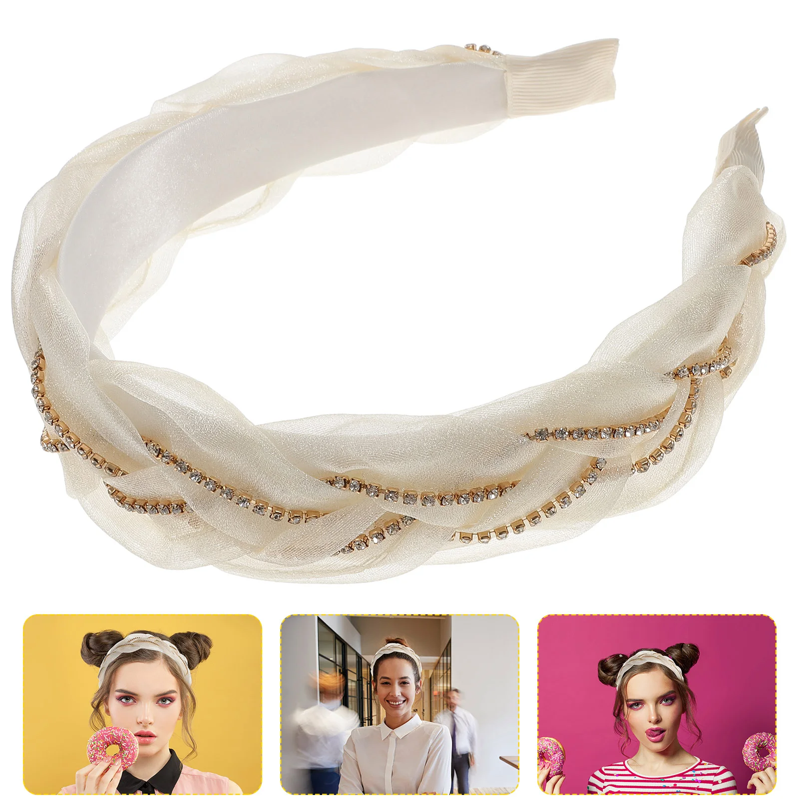 

Organza Headband Jeweled Hair Ties Fashion Headbands for Women Plastic Padded Miss Accessories