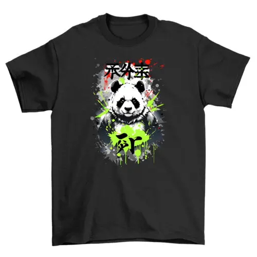 Ink Splatter Panda Anime T-shirt - Funny & Adorable! Unleash Your Inner Panda-mo