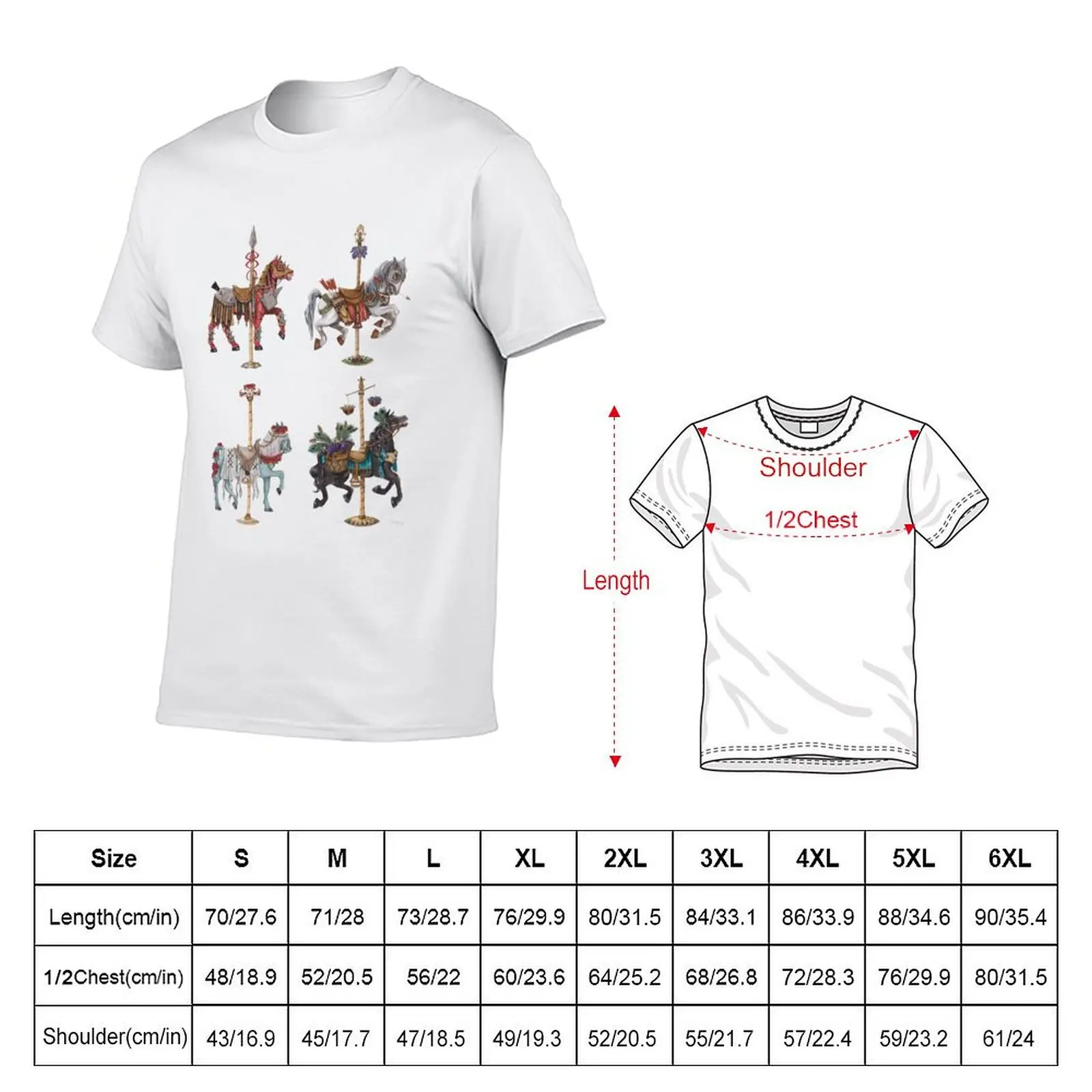 Four Carousel Horses of the Apocalypse Vertical T-Shirt Aesthetic clothing customs design your own t shirts for men