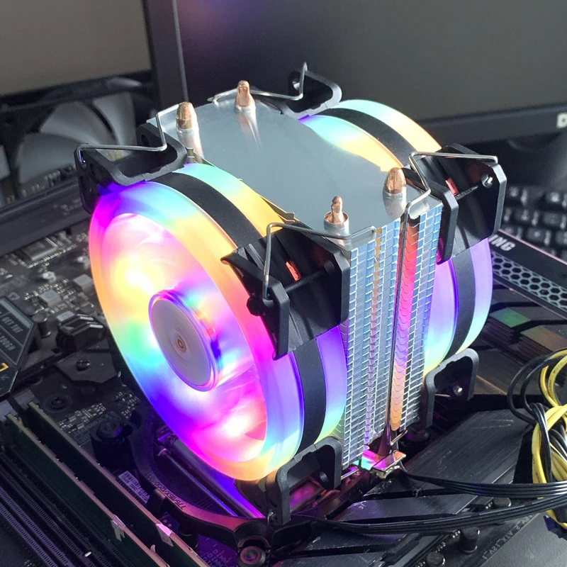 

CPU Air Cooler 4PIN PWM Quiet PC Processor RGB Radiator For Intel LGA 1150 1151 1155 1200 1700 2011 1366 AM3 AM4 AM5 Cooling Fan