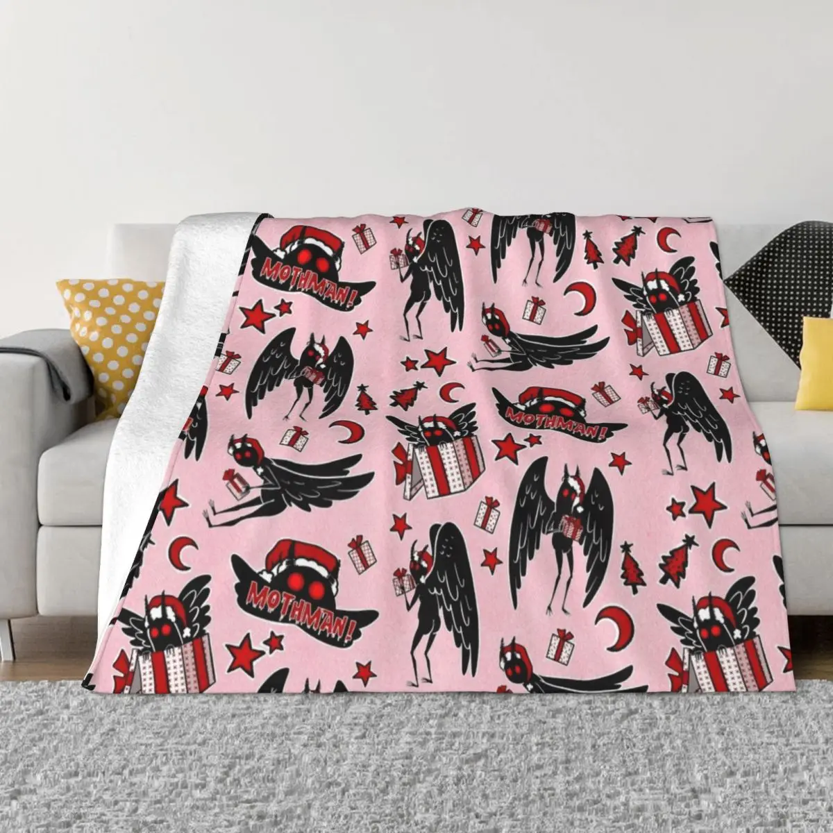 

Cryptid Christmas Mothman Throw Blanket Kid'S Blanket For Sofa Thin furry Decorative Bed Blankets