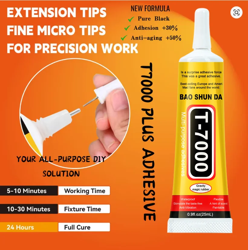 لاصقة لينة قوية لإصلاح الهاتف المحمول B7000 ، لاصقة شفافة T7000 ، لاصقة سوداء متعددة الأغراض لـ DIY #2