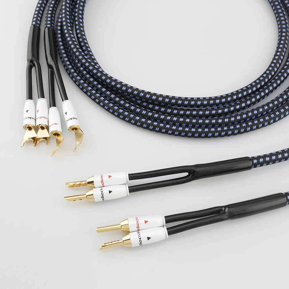 Пара Audiocrast SP14 HIFI посеребренный акустический кабель Hi-end OCC провод усилителя шнур аудио линия для систем Hi-Fi Y/банановый штекер