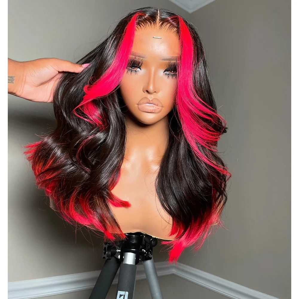 Linhua Haar Highlight rosa gefärbt 12a Körper Welle 13x4 transparente Spitze Perücken Remy 13x6 Spitze Frontal Perücke vor gezupft 5x5 Spitze Perücke