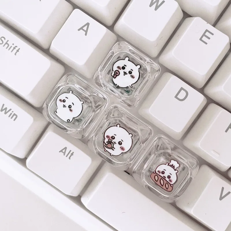 4pcs Chiikawa Transparent Keycap Cute Cartoon Custom WASD Key Keycaps MOA Profile for Cherry MX Switch Replacement Pc Accessory
