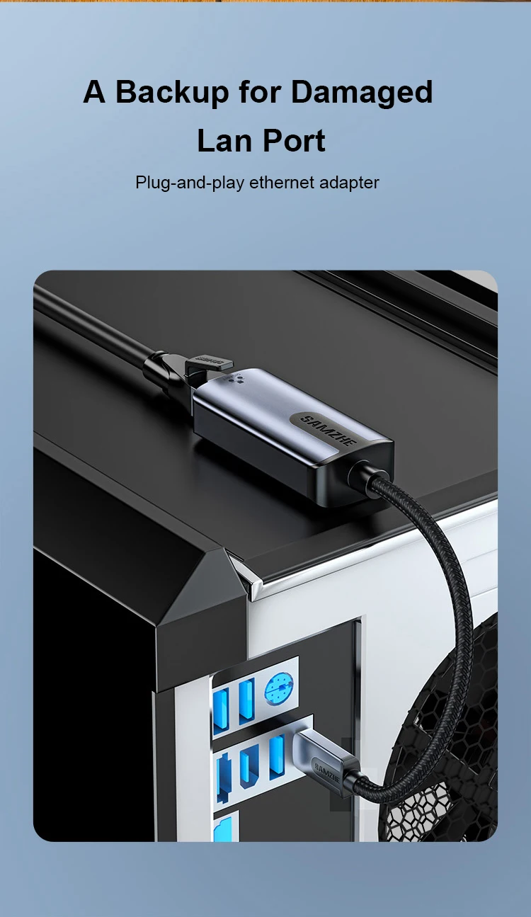SAMZHE USB-Ethernet-Adapter, USB 3.0 auf RJ45, USB-Hub für Computer, Ethernet-Adapter, Netzwerkkarte, USB, kompatibel mit Xiaomi Mi Box S und Nintendo Switch. – Detail 8