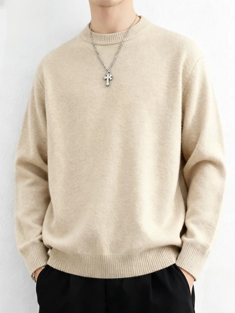 

Men's Fce Lined Knitwear Retro Texture Warm Autumn Winter Inner Wear Big Mouth Monkey Cleanfit Sle Casual Loo...